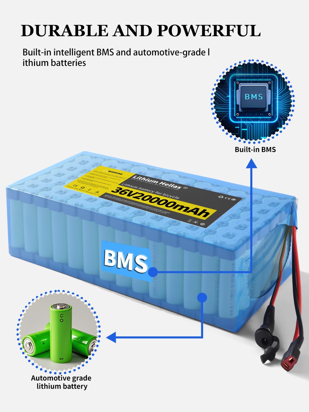 36V 20Ah Li-Ion Rechargeable Battery Pack 30A BMS 18650 Lithium Battery