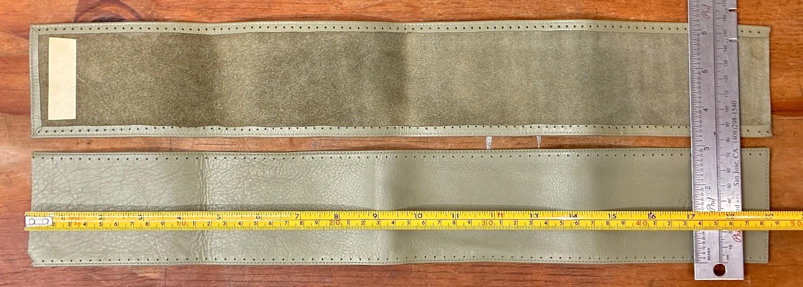 NOS Olive Green Fuji Toshi Leather Stich-Up Handlebar Wrap Kit with Cord • Japan