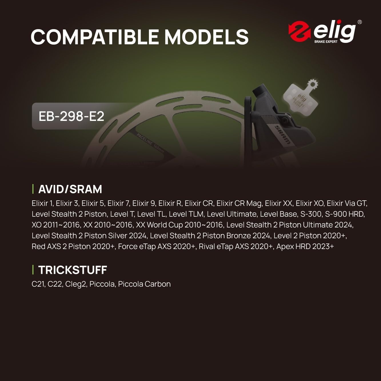 ELIG Bike Disc Brake Pads for Avid/Sram Elixir 1 3 5 7 9 R CR Mag, Level T TL TL