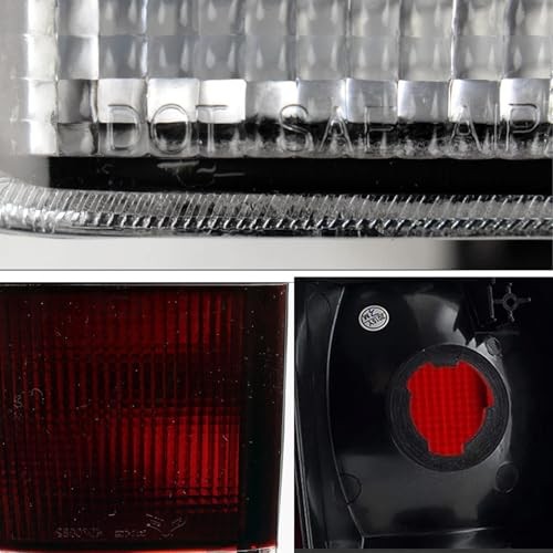 1 Pair Red Smoked Lens Tail Lights Compatible with 97-01 Jeep Cherokee