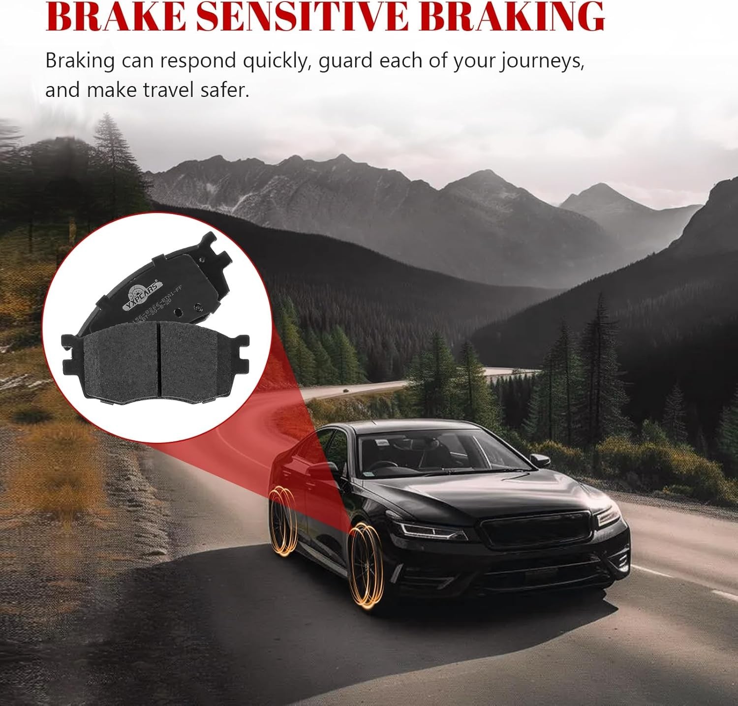 Front and Rear Ceramic Disc Brake Pads Set Replacement for Kia