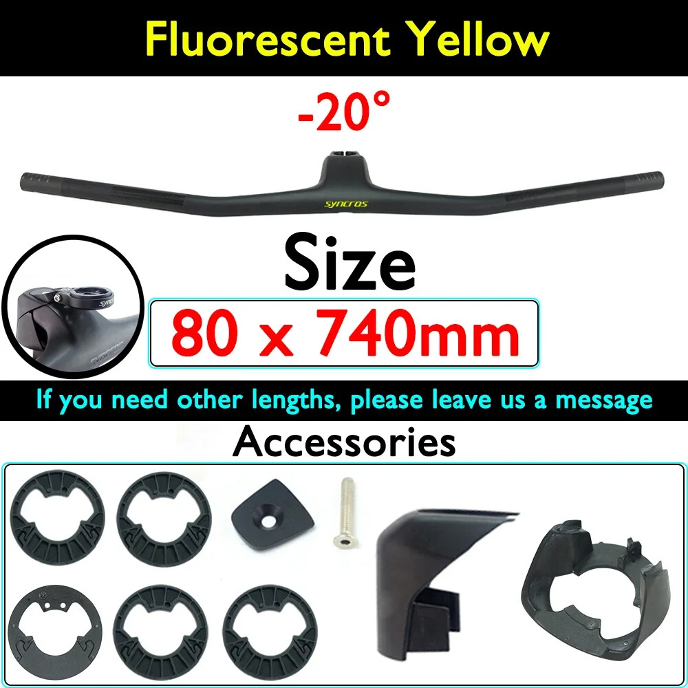 Full Carbon Fiber MTB Bicycle Integrated Handlebar with Stem -20° Degree 740mm