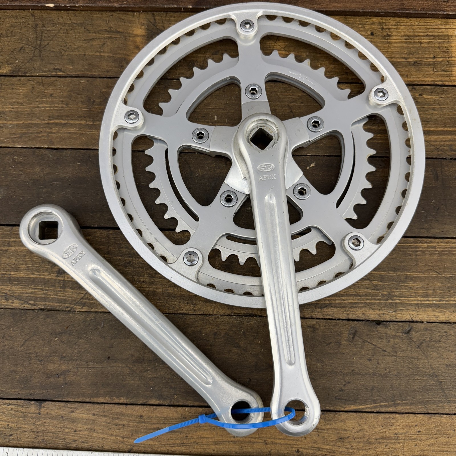 Vintage SR Apex Crank Set NOS Double 170 mm 86 BCD Alloy Chainring Bolt 80s New