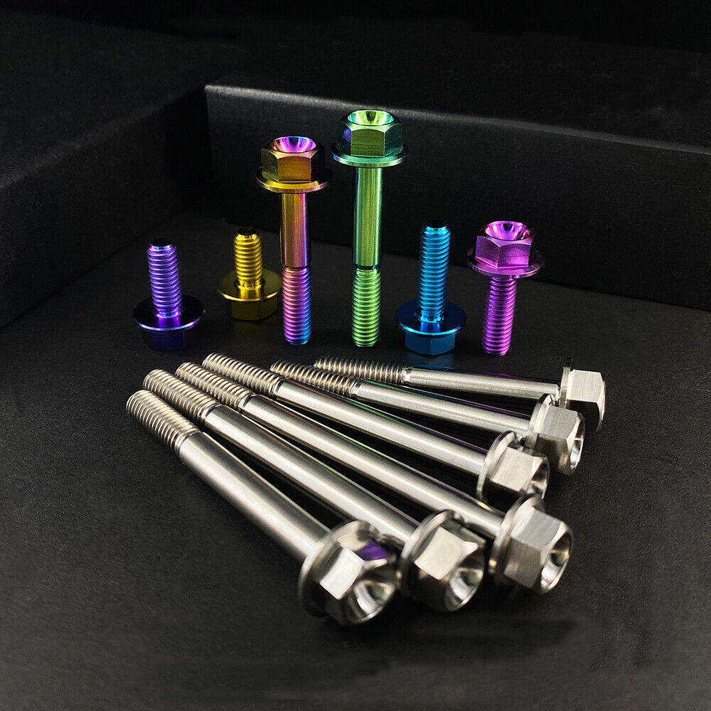 Titanium M6 Bolts Hex Flange Head 10 12 15 20 25 30 35 40 45 50 55-70mm X 1.0mm