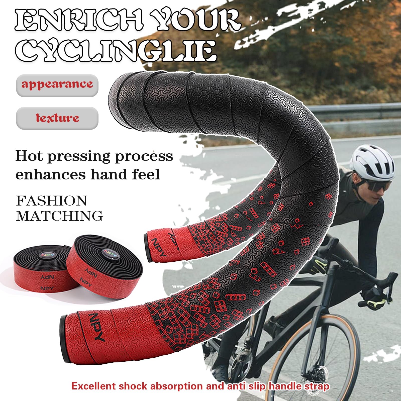 2pcs Bike Handlebar Tapes, Road Bicycle Bar Tape, Absorbent Bicycle Handle Ba…