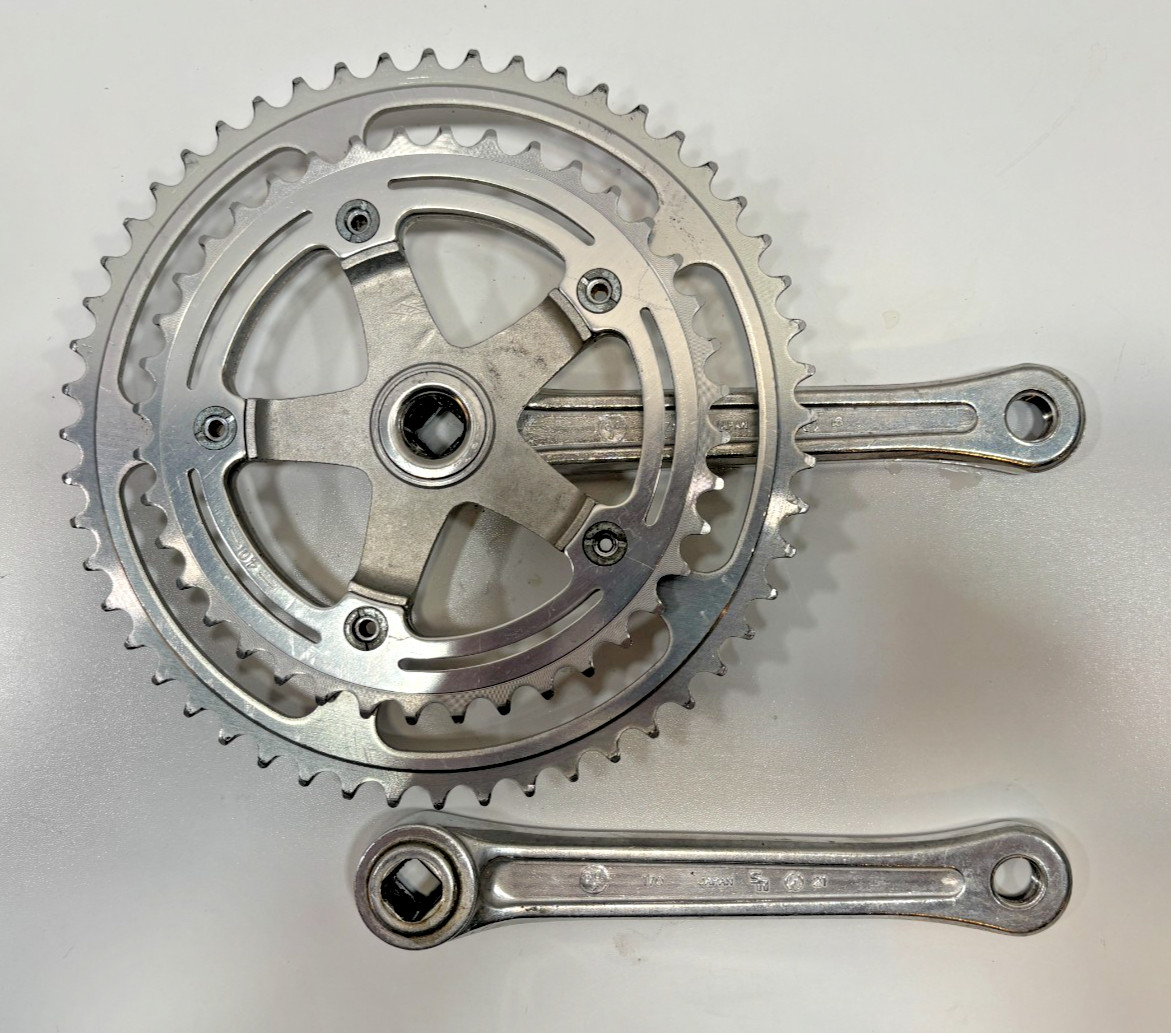 Vintage SR Sakae Silstar 170mm 52/40 Silver Aluminum Road Bike Double Crankset
