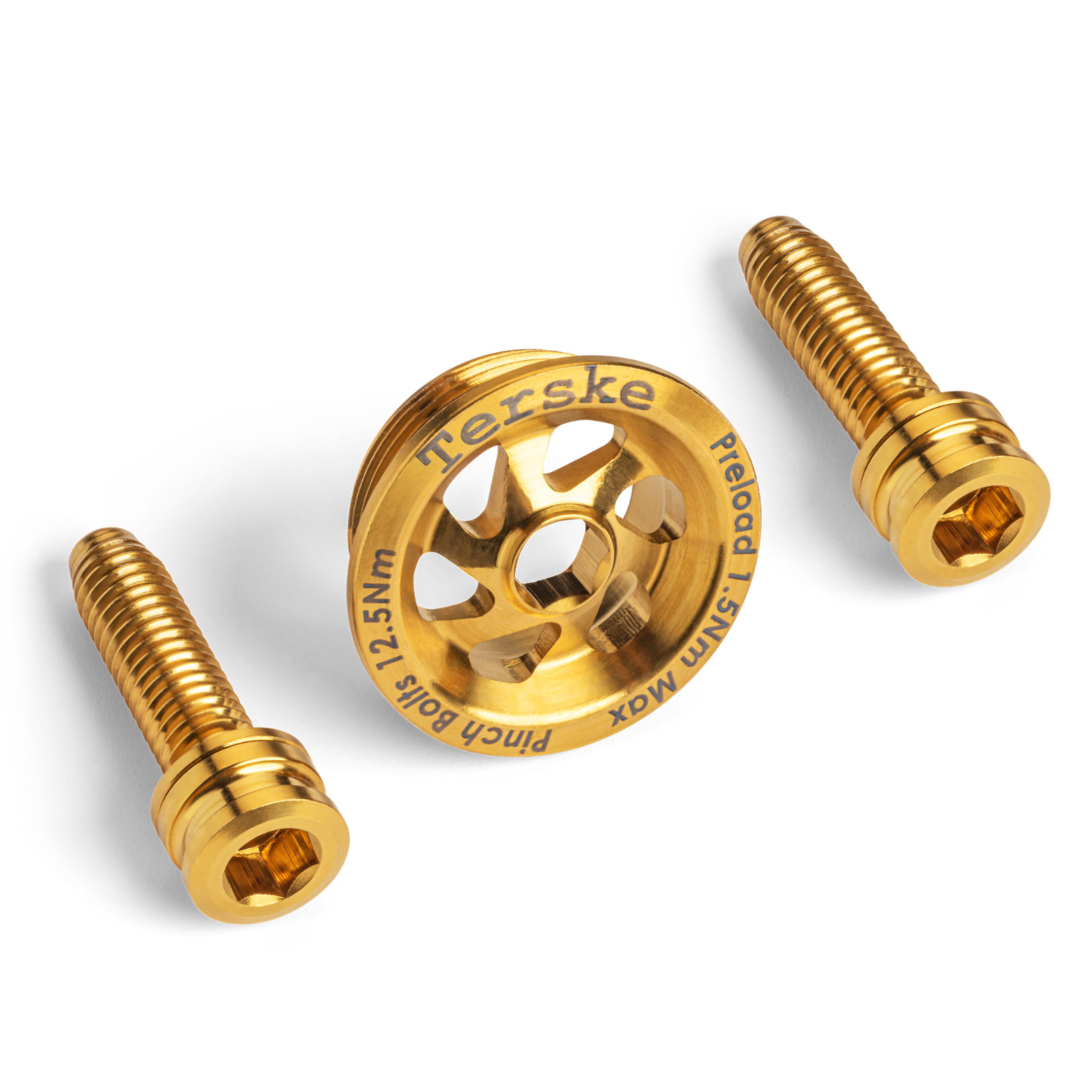 Gold Titanium Preload Cap and Bolt Set for Shimano Hollowtech II Cranksets