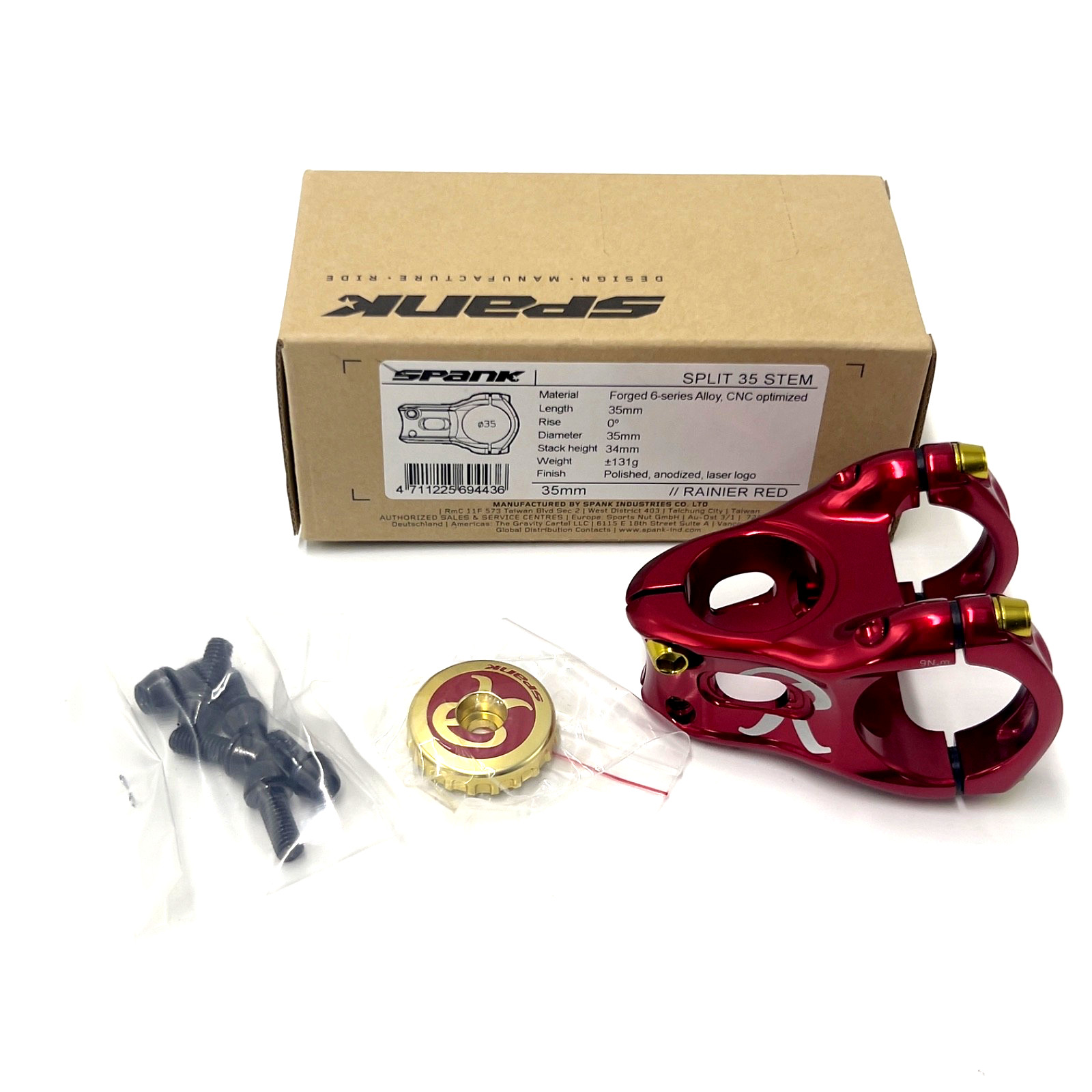 Spank X Rainier Split 35 CNC Stem 2025, 35mm Length 35mm Clamp 0° Rise MTB