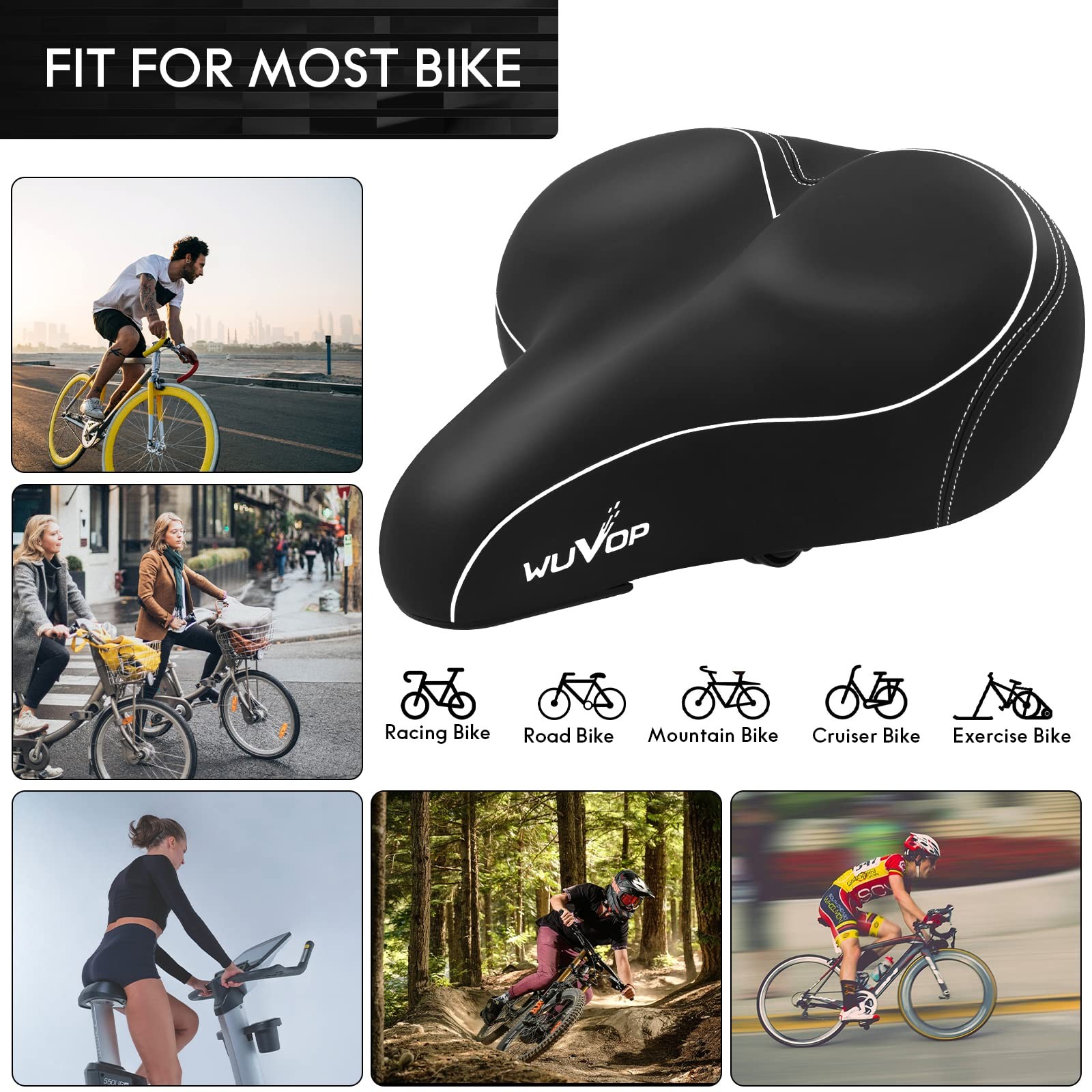 Oversized Bike Seat, Wide Bicycle Seat for Women Men Comfort, Universal Water…