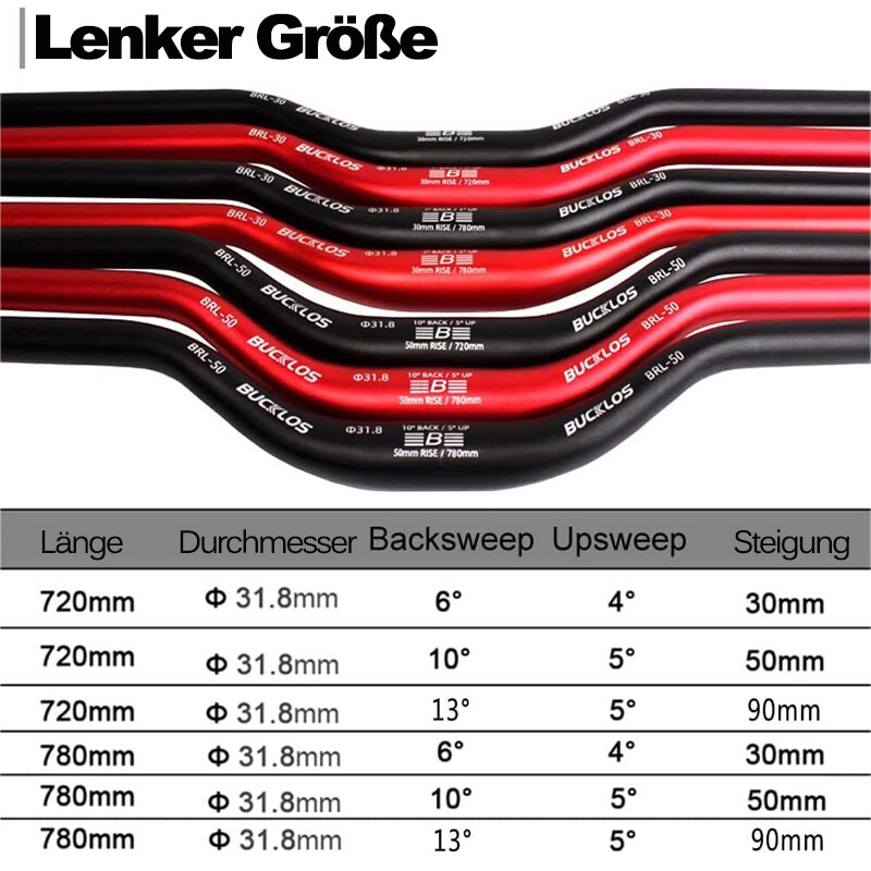 BUCKLOS 25.4/31.8mm Riser Handlebar 580-780mm Aluminum Mountain Folding/BMX Bike