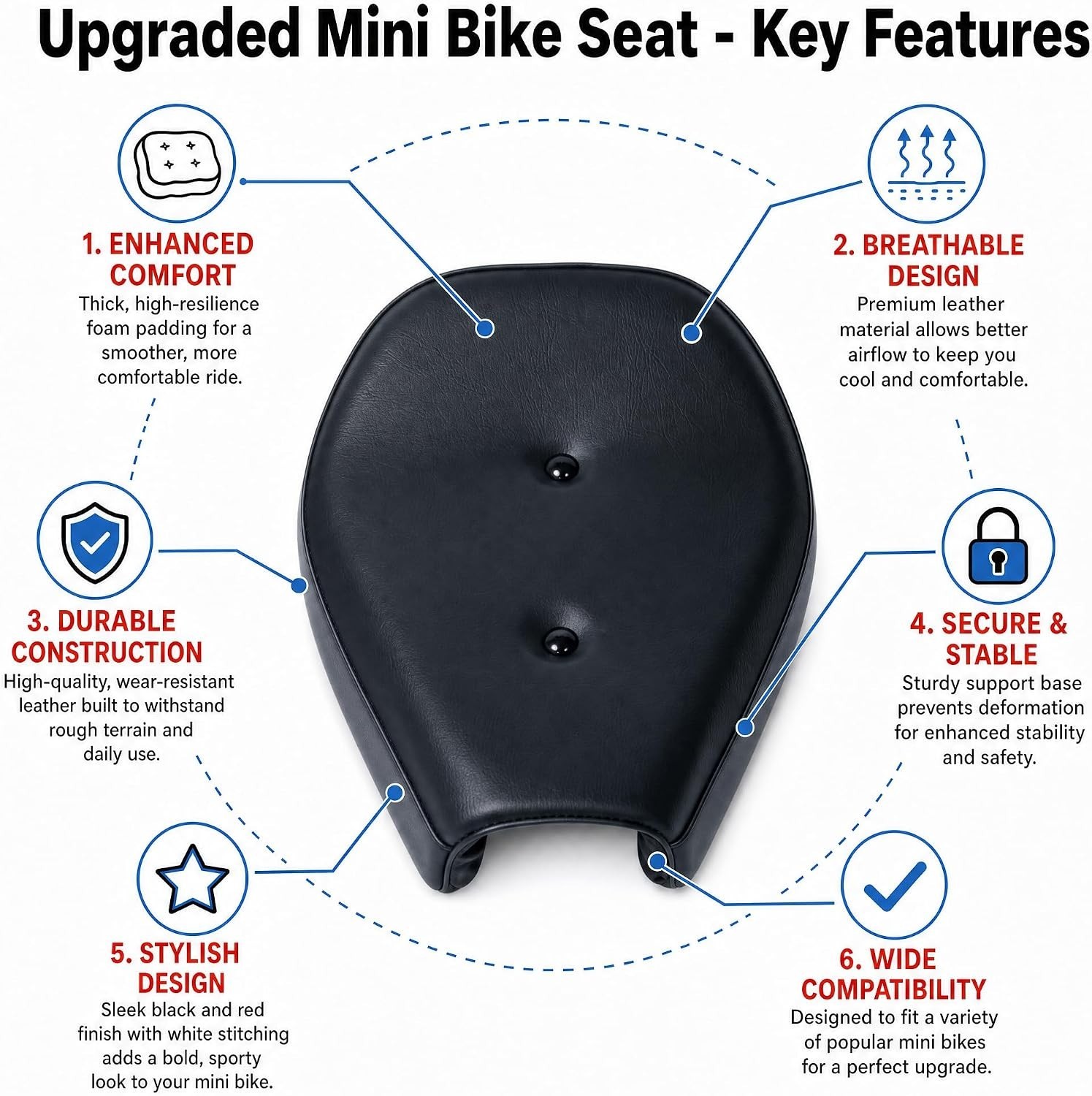 Durable 15 Inches Black Seat for Baja Warrior WR65 & Mini Bikes – Ride Smoothly