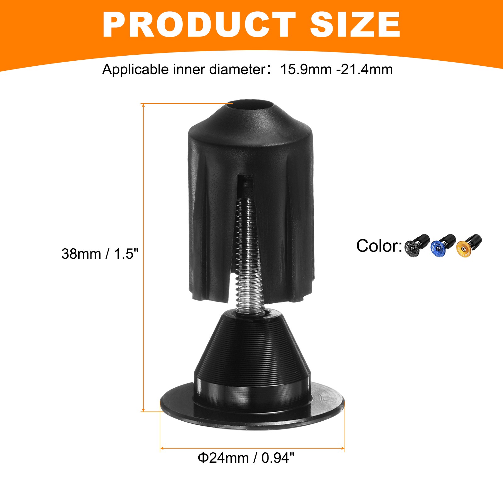 3Pair Yellow Blue Black Bar End Plug Aluminum 0.7oz Bike Handlebar Plug for Bike