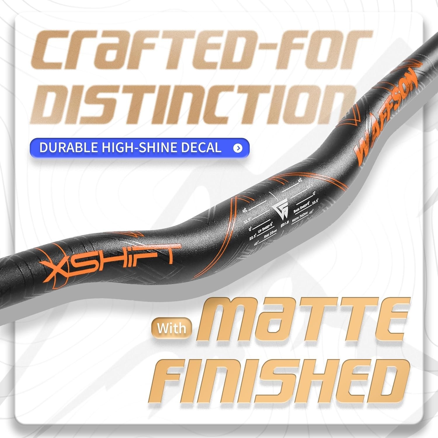 WFS Xshift MTB Handlebar 31.8 x 740mm 25mm Rise Black Orange Mountain Bike