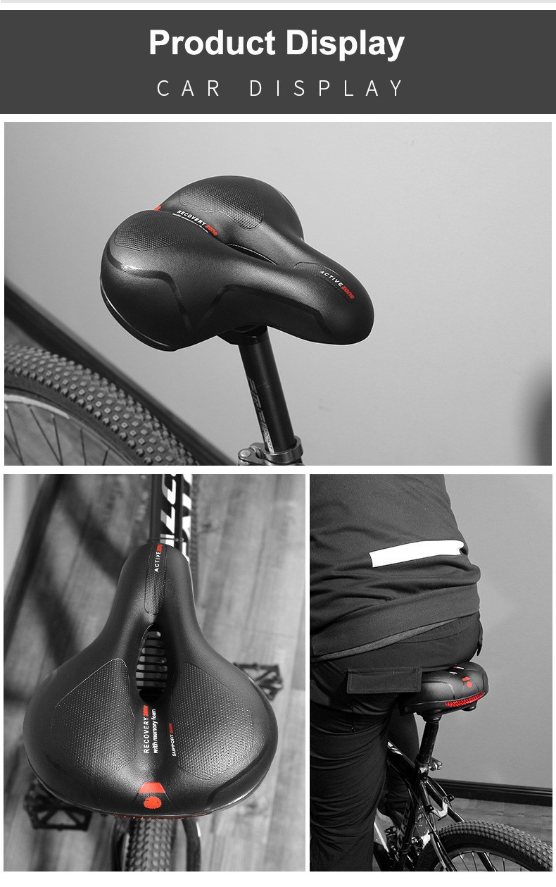 Comfort Bike Seat Memory Foam Padded Bicycle Saddle Dual Shock Absorbing Reflect