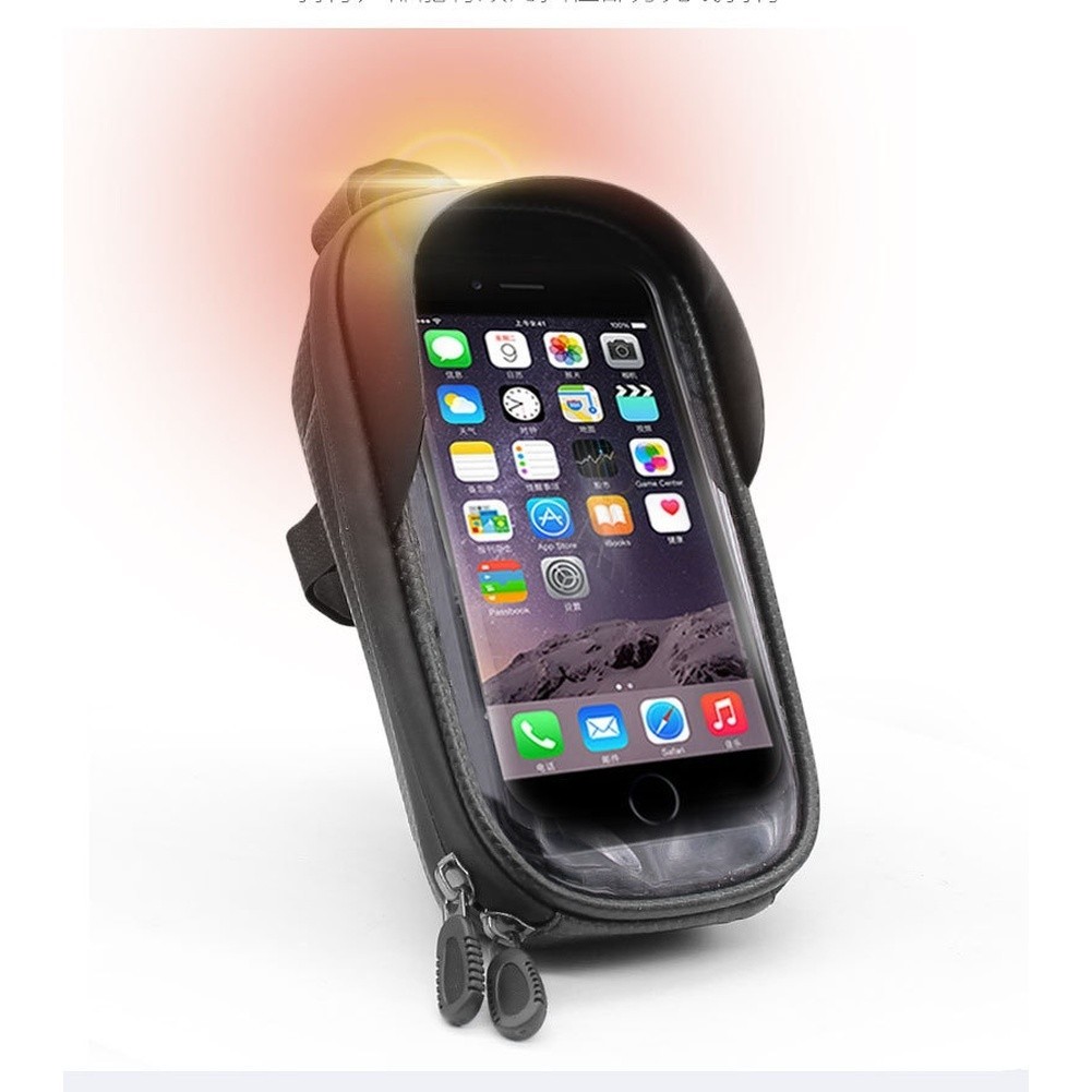 Bike Top Tube Bag 20 cm Hard Shell Waterproof Touchscreen Friendly for Riders