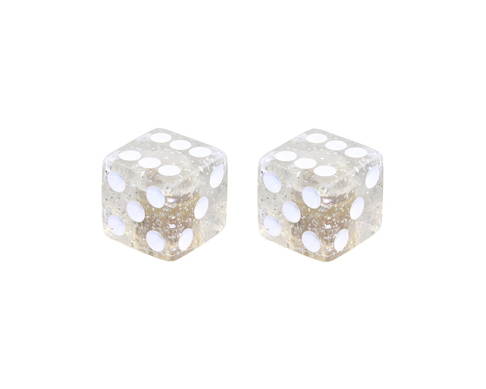 ALTALINE DICE BICYCLE VALVE CAPS SCHRADER VALVE GLITTER CLEAR.