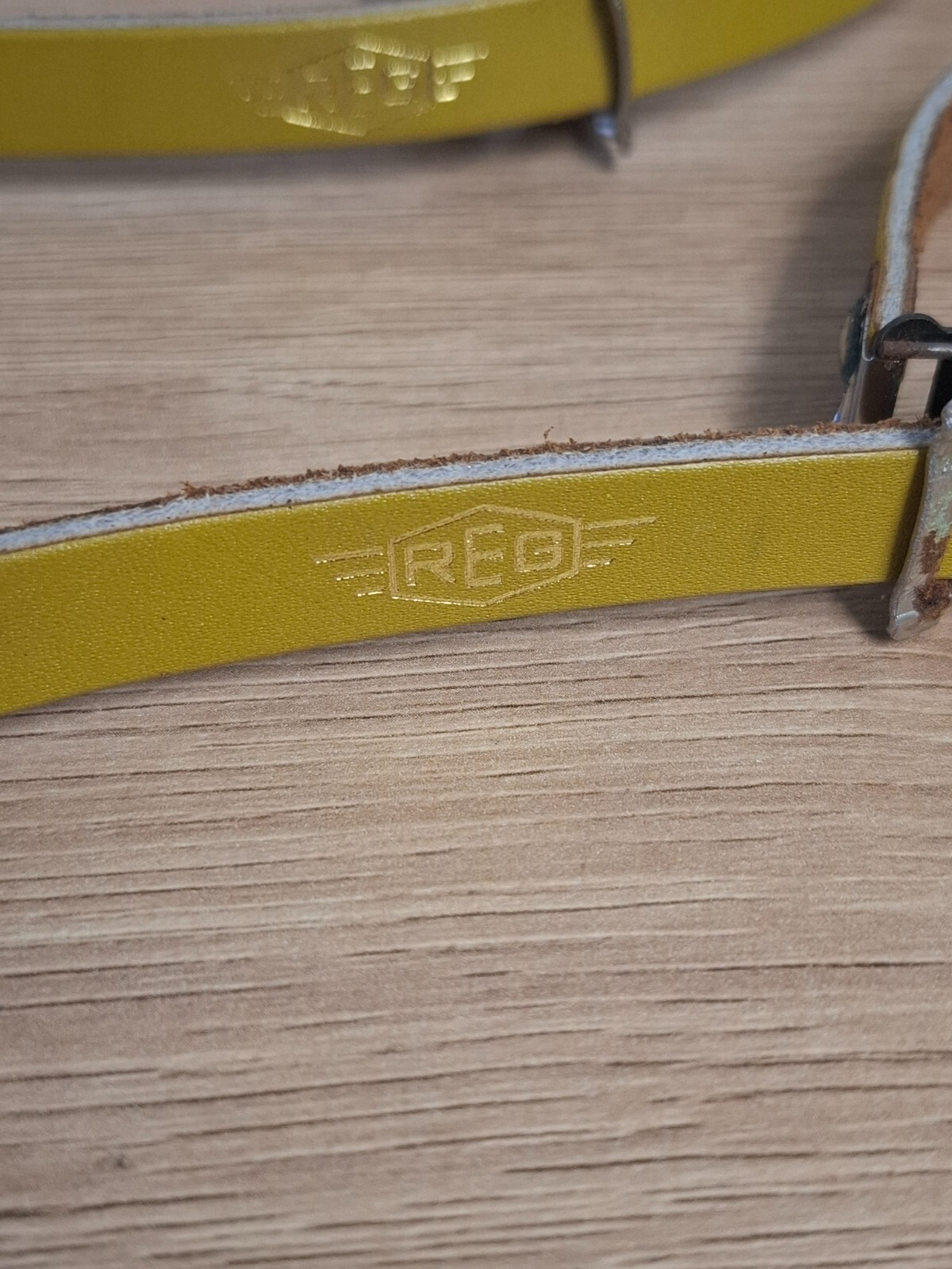 Retro Bicycle Parts NOS Leather Pedal Straps – Yellow, 36cm x 1cm
