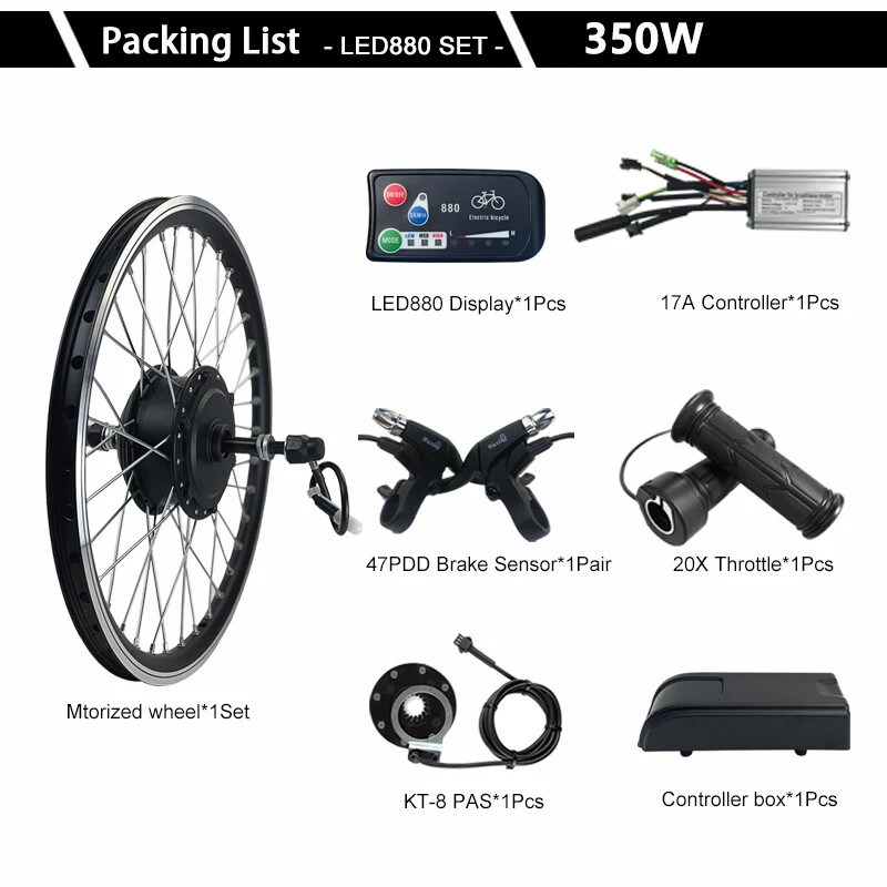 48V 350W Mountain Electric Bike Conversion Kit Rear Brushless Gearless Hub Motor