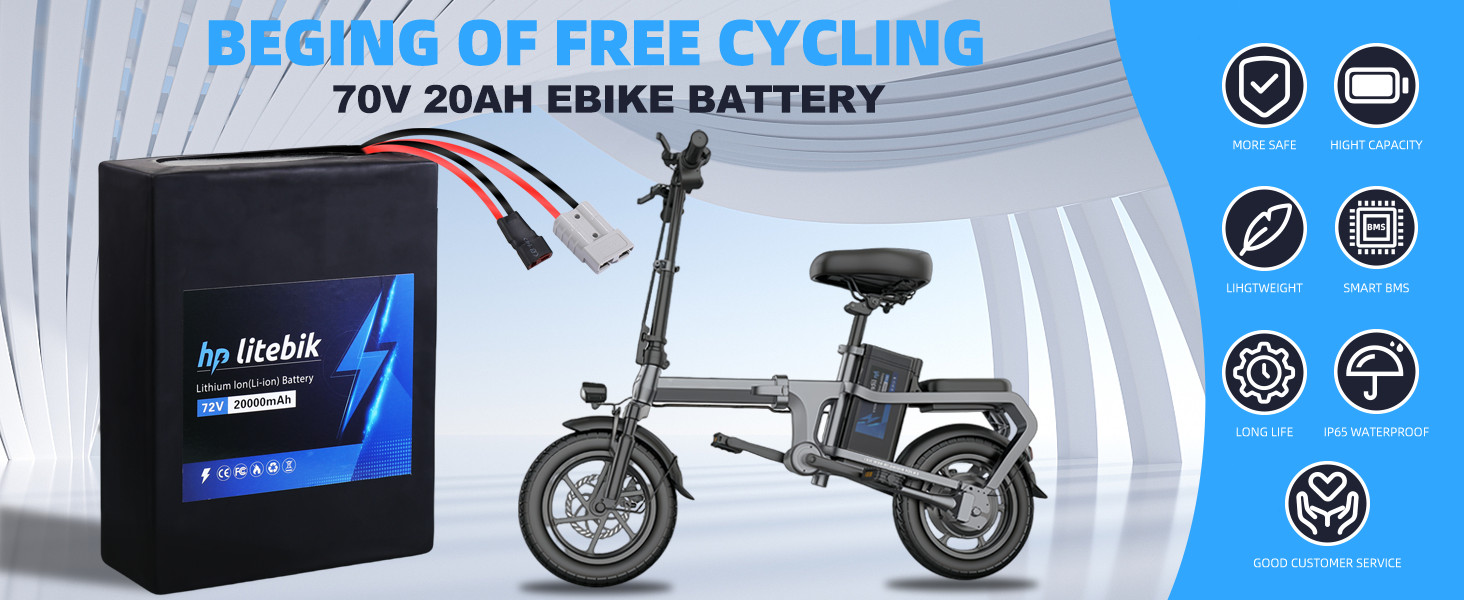 72V 20AH bike Lithium Battery bicycly 50A BMS for 3000W Motors Anderson plug