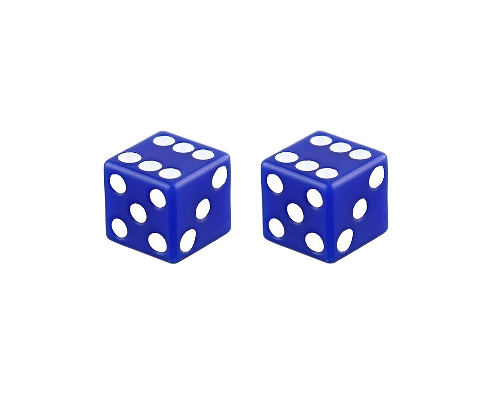 ALTALINE BICYCLE DICE VALVE CAPS SCHRADER VALVE BLUE.