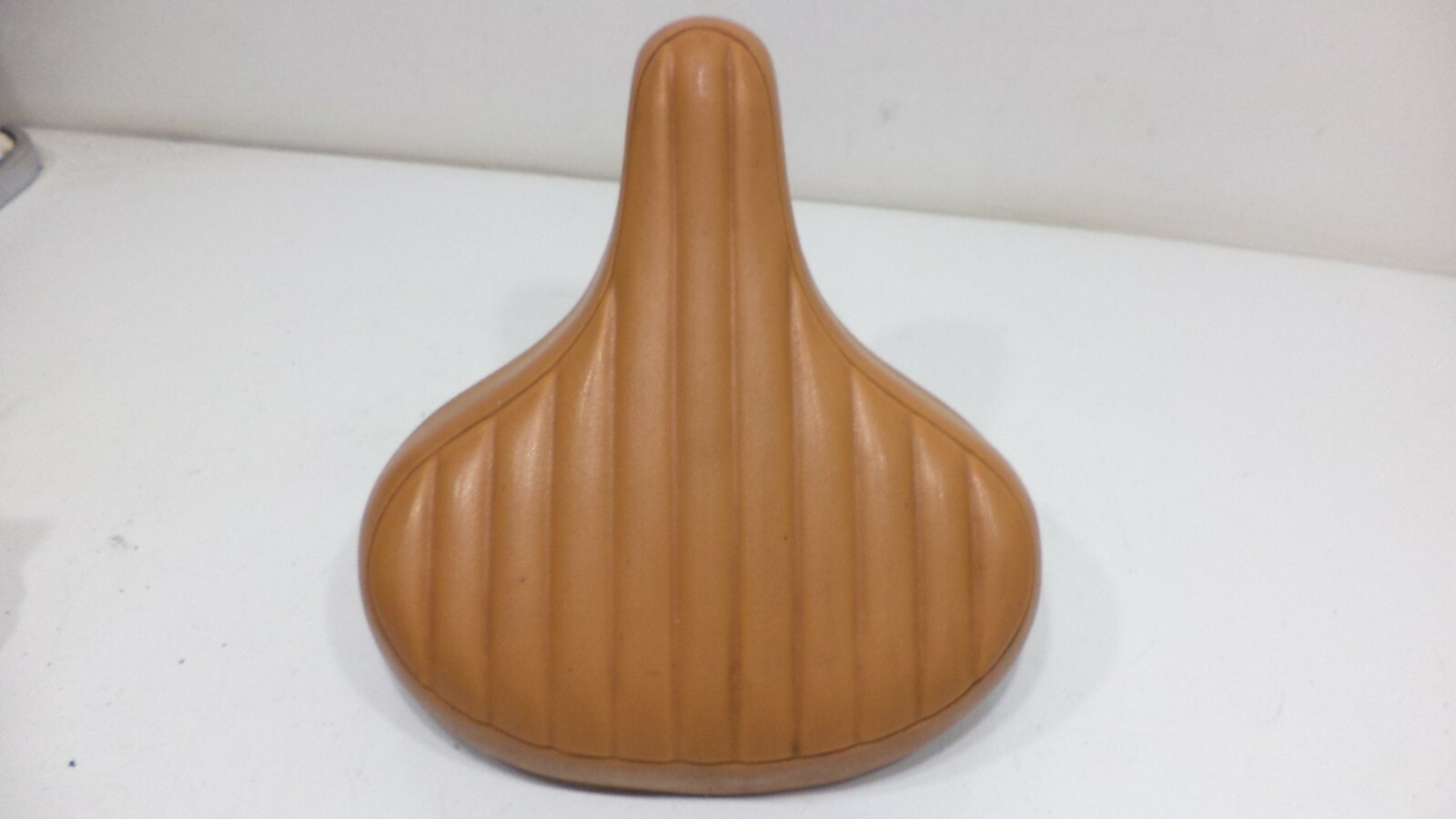 Vintage Troxel Saddle Bicycle Seat Bike Post Clamp Used Brown Beige Mens Vinyl