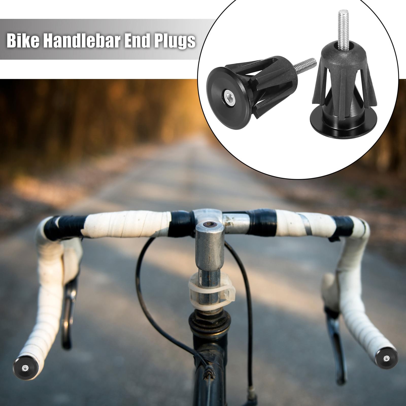 Pair Aluminum Alloy Bike Handlebar End Plugs Caps Bar End Plug Black 15-23.5mm