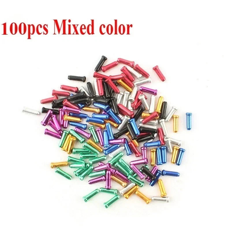 100PCS Aluminum Bicycle Brake Shift Cable End Caps Crimp Tips for Bike Cables