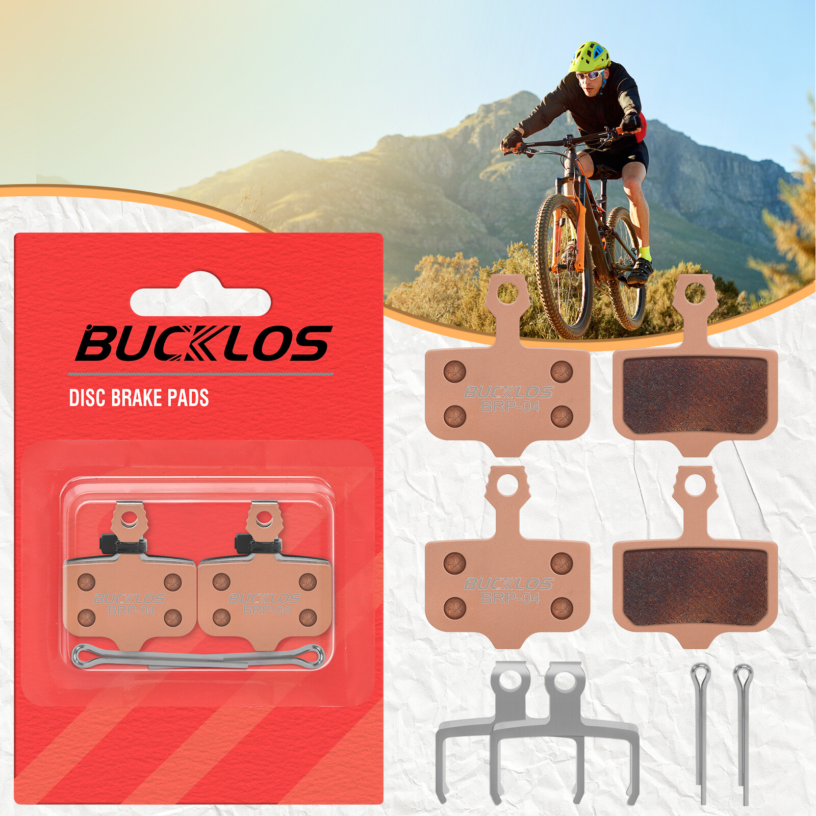 BUCKLOS 2 Pair Sintered Metal MTB Bike Disc Brake Pad for SRAM Level/AVID Elixir