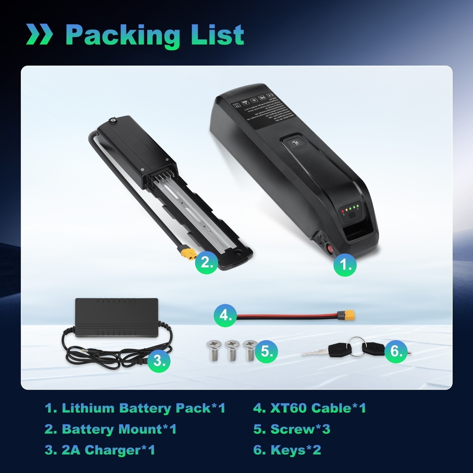 52V/48V/36V 10AH/15AH/20AH Ebike Li-ion battery for Electric Bike 0-2000W Motor