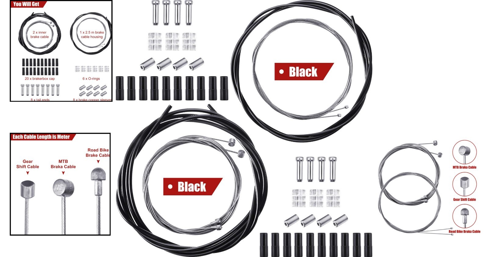 All-in-One 2.5m Bike Brake Cable and Shifter Housing Kit – Essential Repair Tool