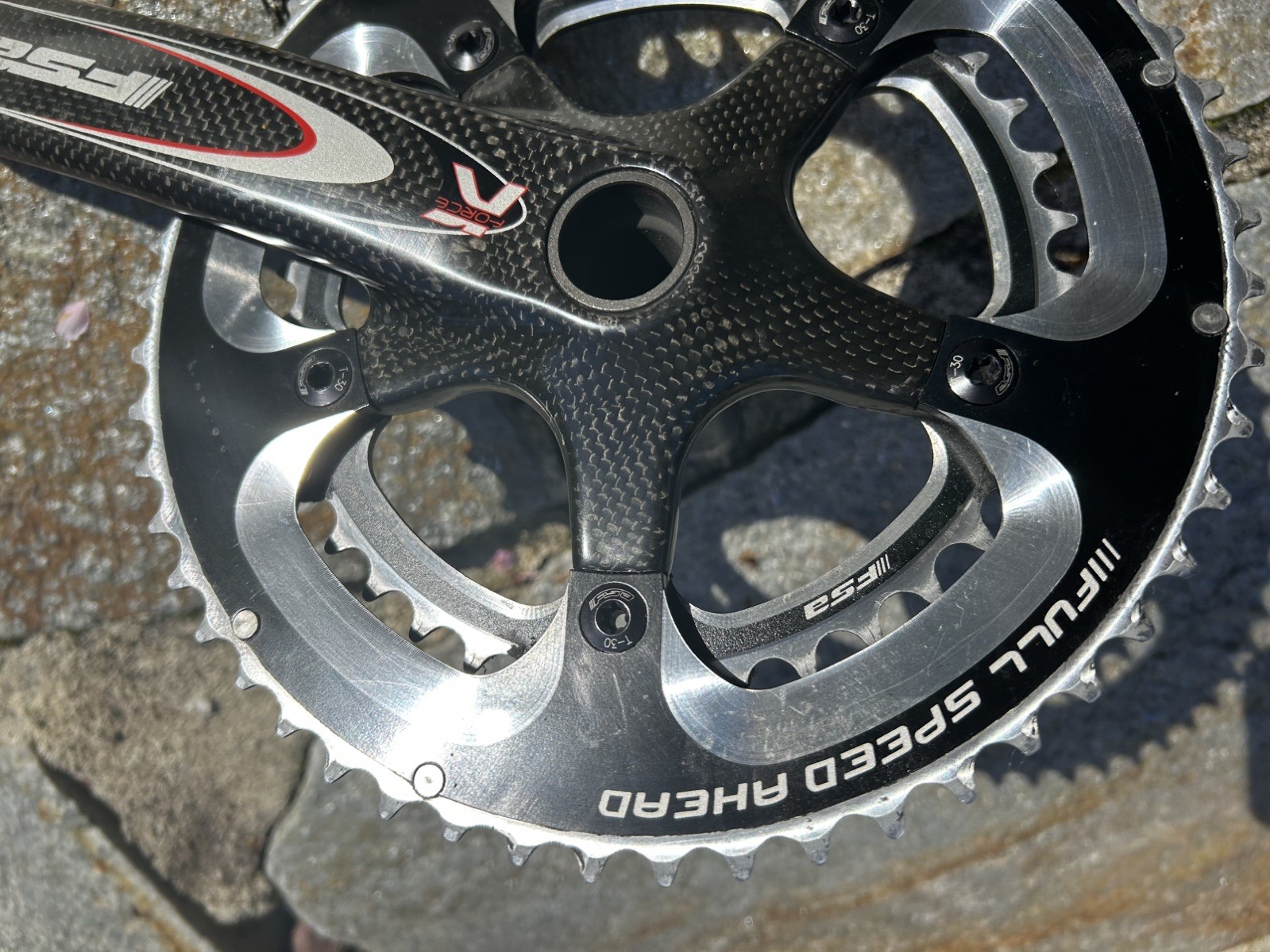 Parts only FSA K-FORCE CARBON CRANKSET DOUBLE 53-39 TOOTH 10 OR 9 SPEED 172.5MM