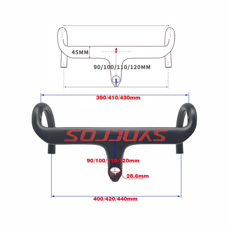 400/420/440mm Carbon Road Bike Handlebar Internal Routing Bicycle Handle Bar