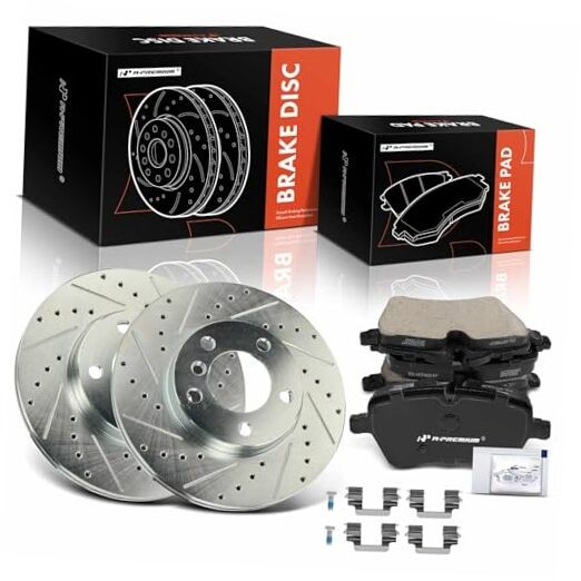 11.57 inch (294mm) Disc Brake Rotors + Ceramic Pads Front Drilled and Slotted