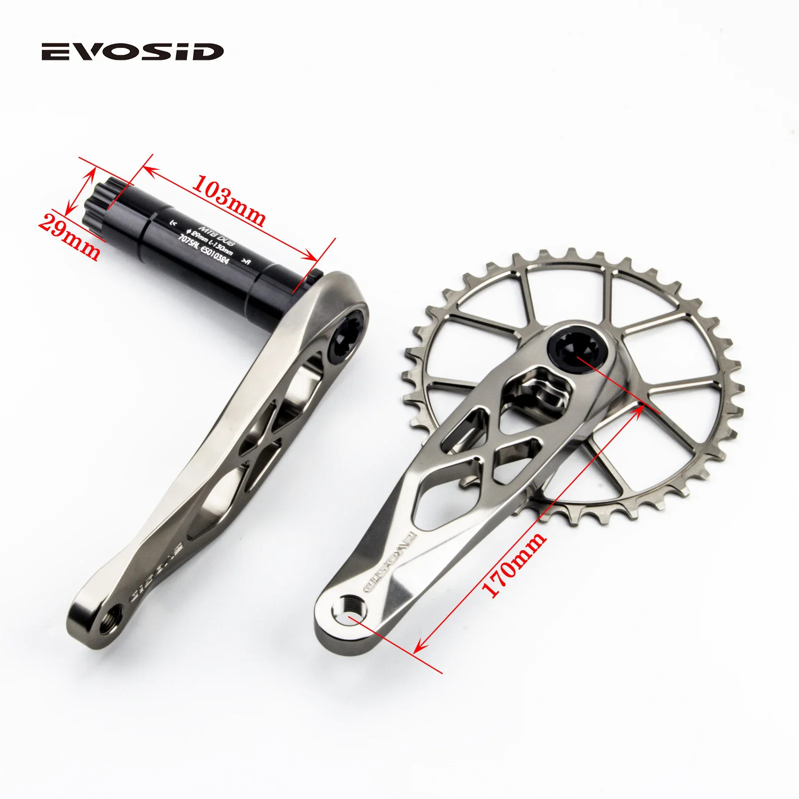Ultralight AM MTB Bicycle Crankset 165/170/175mm Cranks Arms 3-nail Chainrings