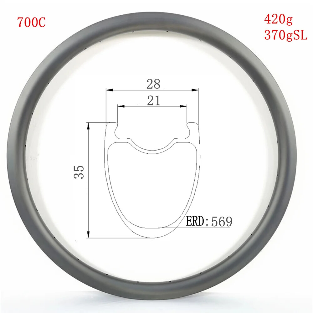 Road Bike 700C Carbon Rim 28*35mm Clincher Tubeless UD/3K Matte / Glossy