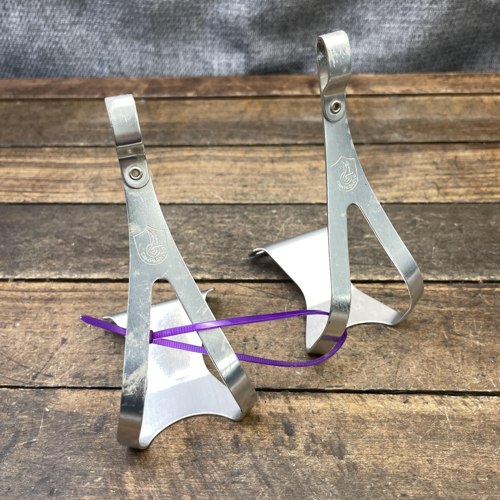 Vintage Campagnolo Toe Clip Set Silver Alloy Road Track Bike Fits Record Pedals