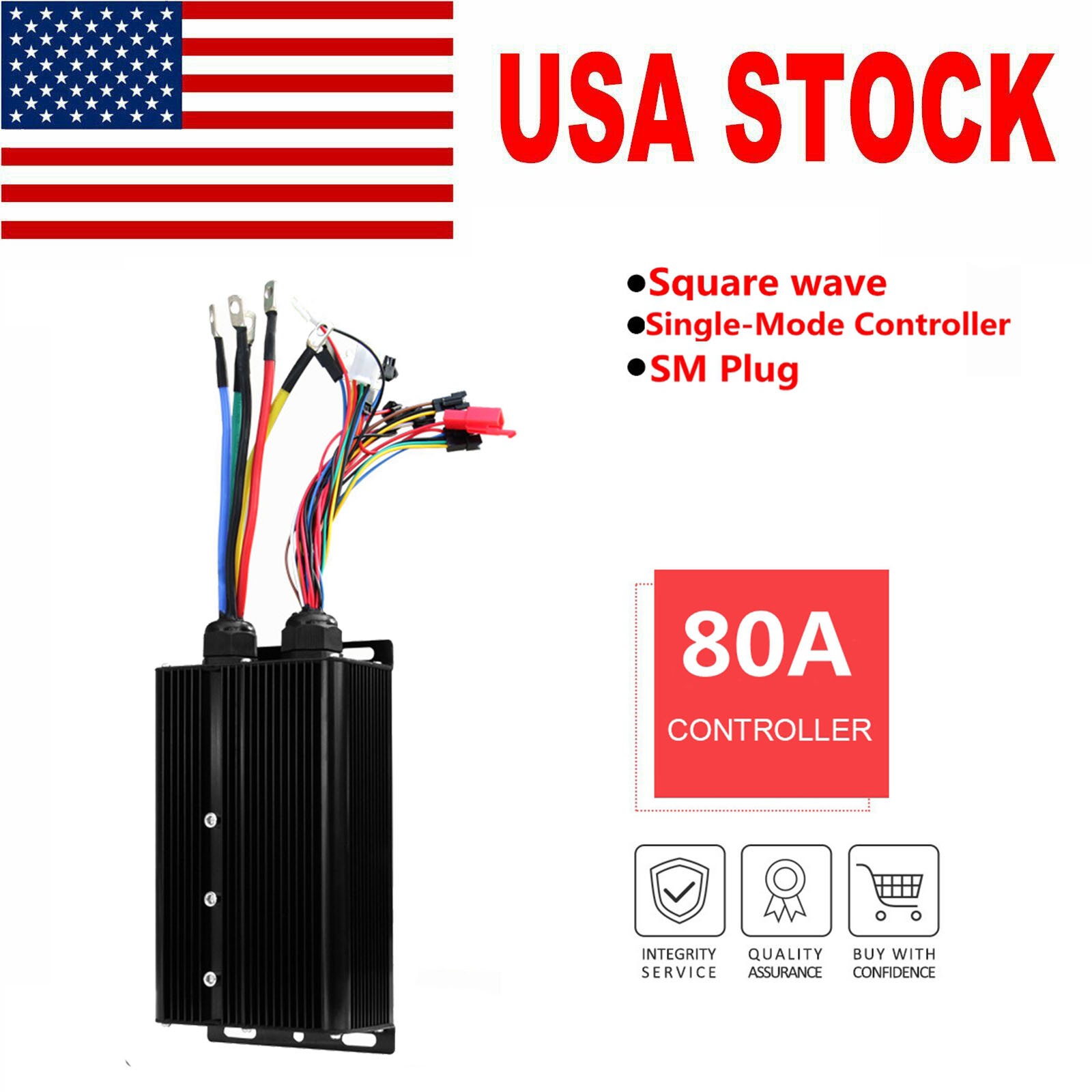 Electric Bicycle 48V-72V 80A 5000W Motor Square Wave 18 Tubes Controller SUK US