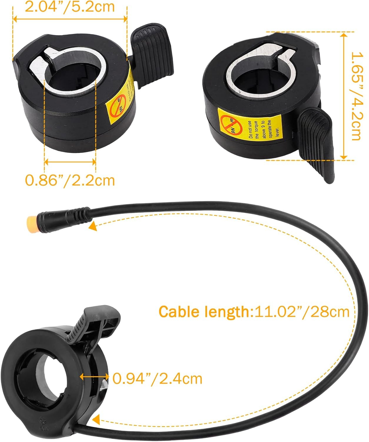 Thumb Throttle Ebike, Electric Bike Thumb Throttle with Male Connector, Waterpro