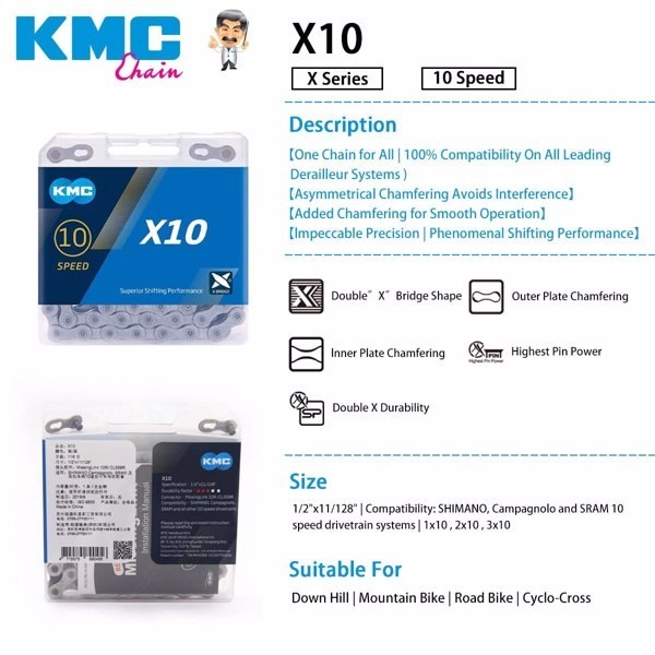 KMC Bicycle Chains – 1/2 x 11/128 inch Shimano, SRAM, Campagnolo Free Shipping