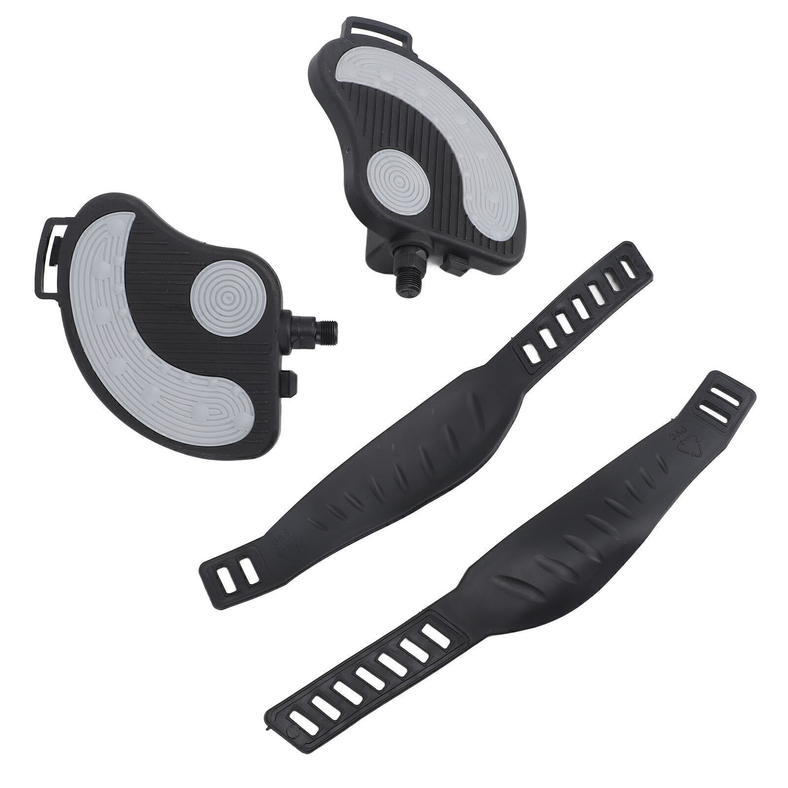 2PCS Exercise Bike Pedals with Straps PP PVC Stainless Steel Universal