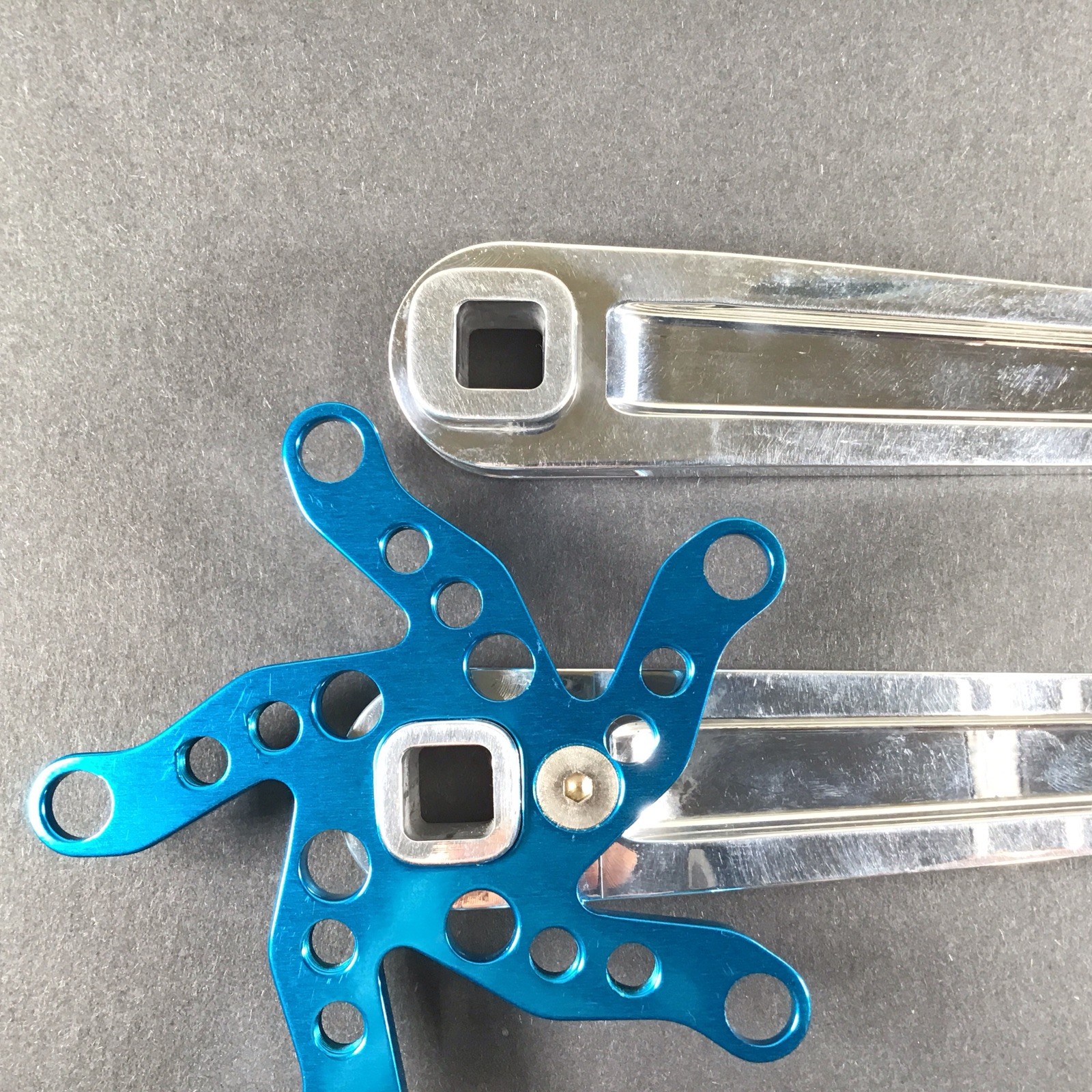 Kooka Crank Arm Set Silver/Blue 170mm 74/110 NOS Vintage MTB Grafton Yeti Klein