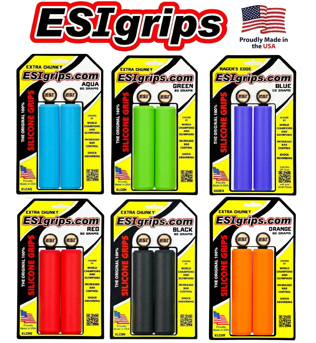 ESI EXTRA Chunky 34mm Soft Bike Grips 130mm Lightweight 80g MTB Choose Color