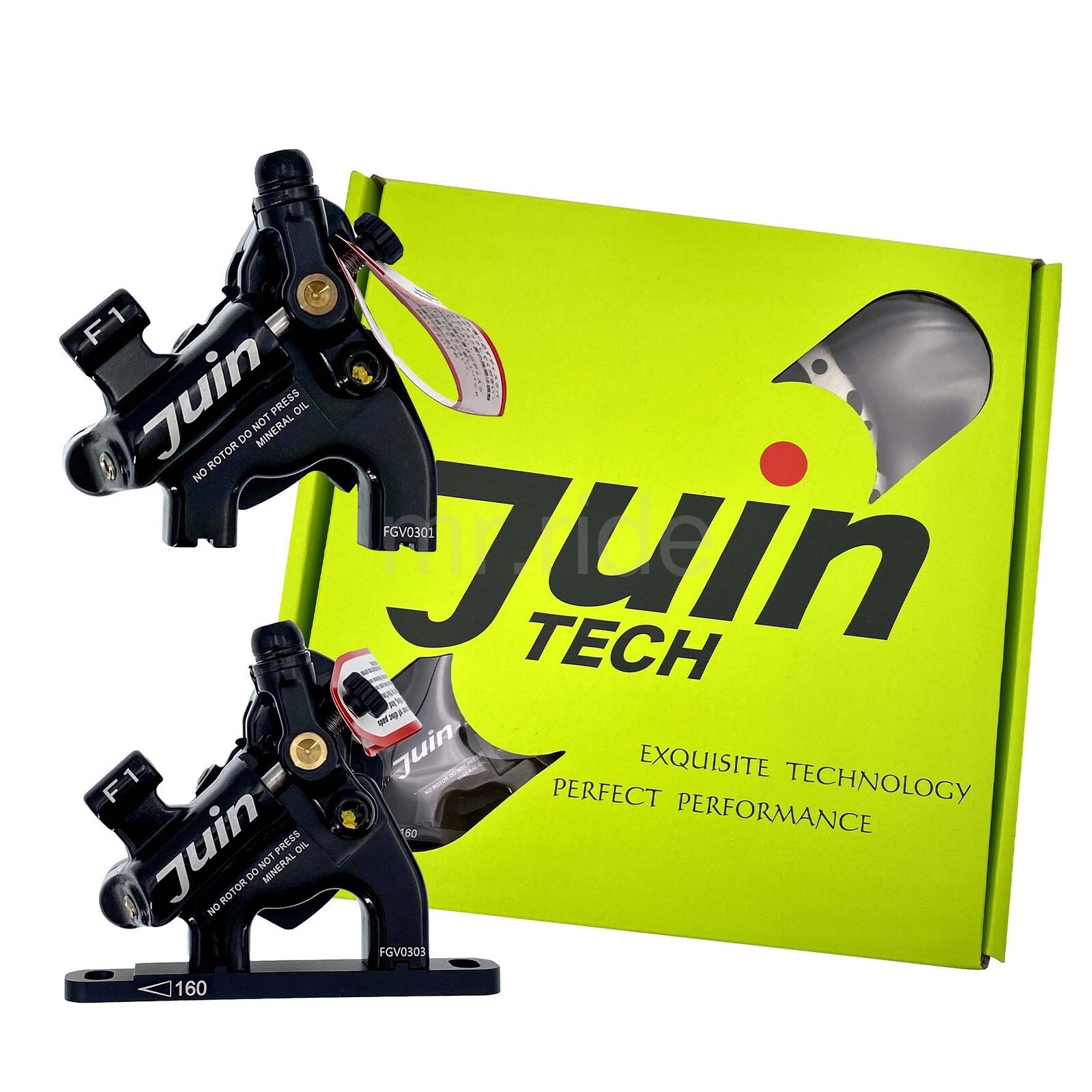 JUIN Tech F1 Hydraulic Flat mount Road/CX Bike Disc Brake set W/160 rotors Black
