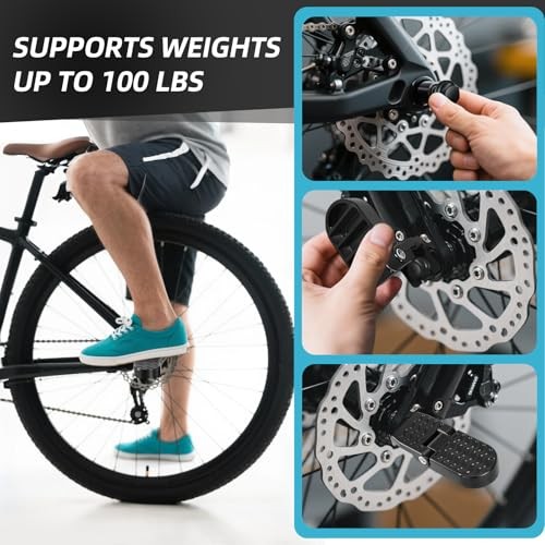 2PCS Bike Foot Pegs, Aluminium Alloy for Bicycle Pegs, Non-Slip Ebike Pegs for