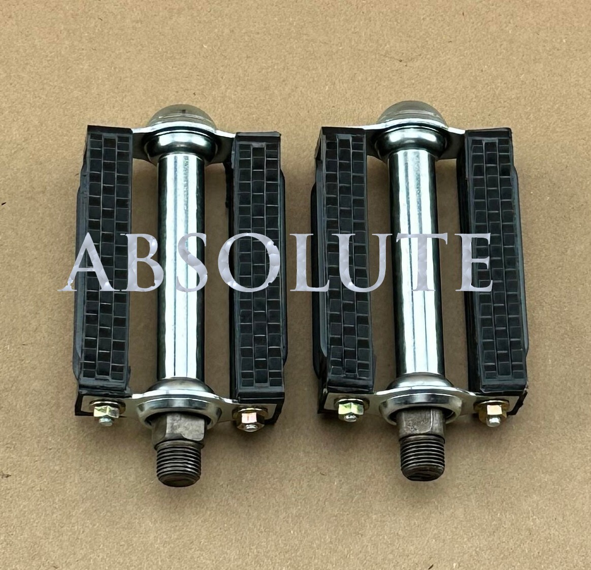 Vintage Square Style Bicycle Pedal Block PVC Cruiser Pedals 9/16″ Black/Chrome.