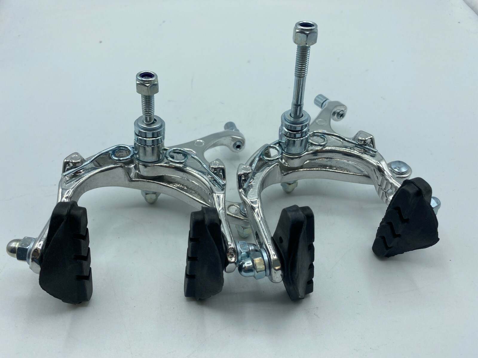 PAIR 700C ROAD BIKE BICYCLE ALUMINUM SIDE PULL CALIPER BRAKE FRONT + REAR SILVER