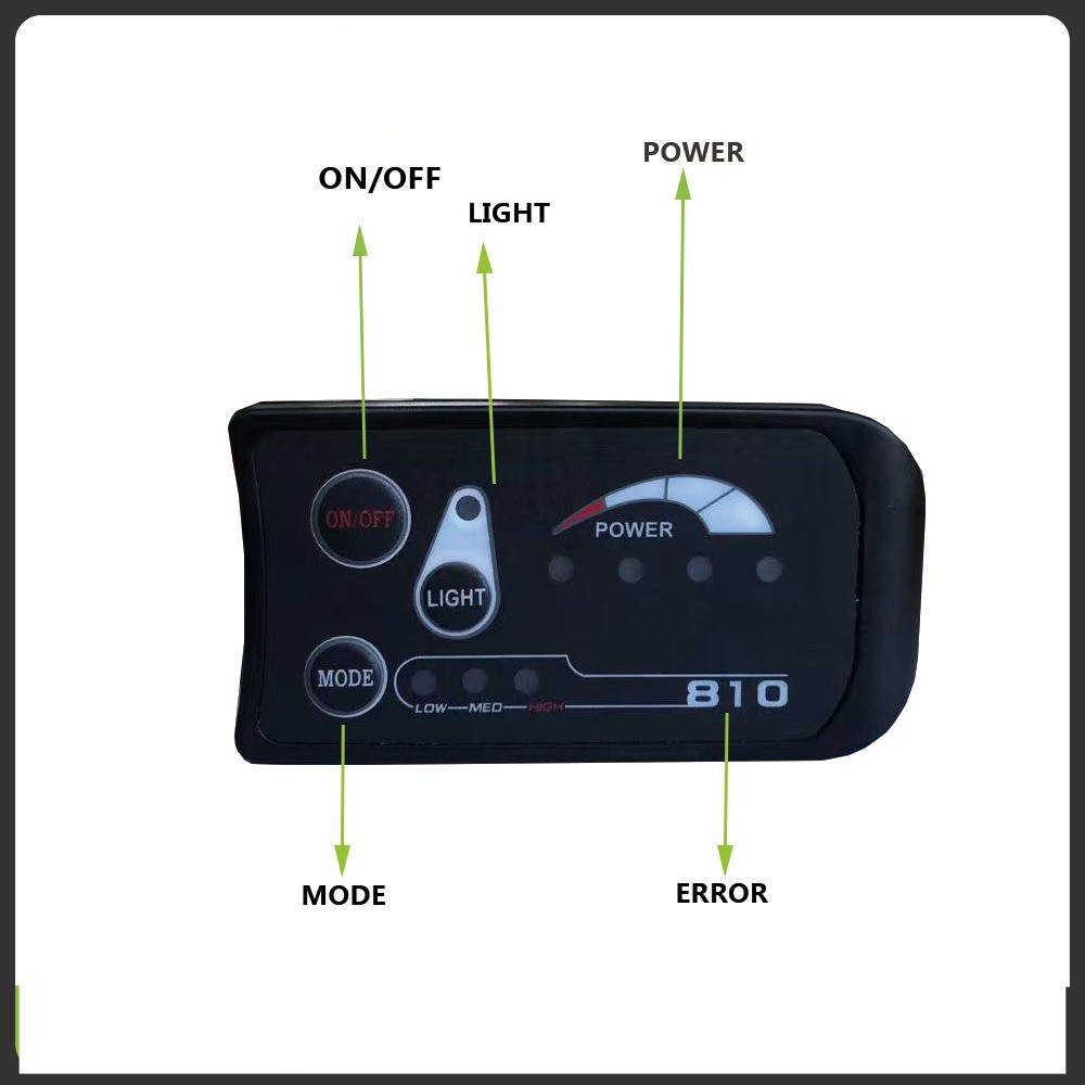 S810 LED Display for E – Bike | 36V/48V, Waterproof/SM Plug, Power Display.