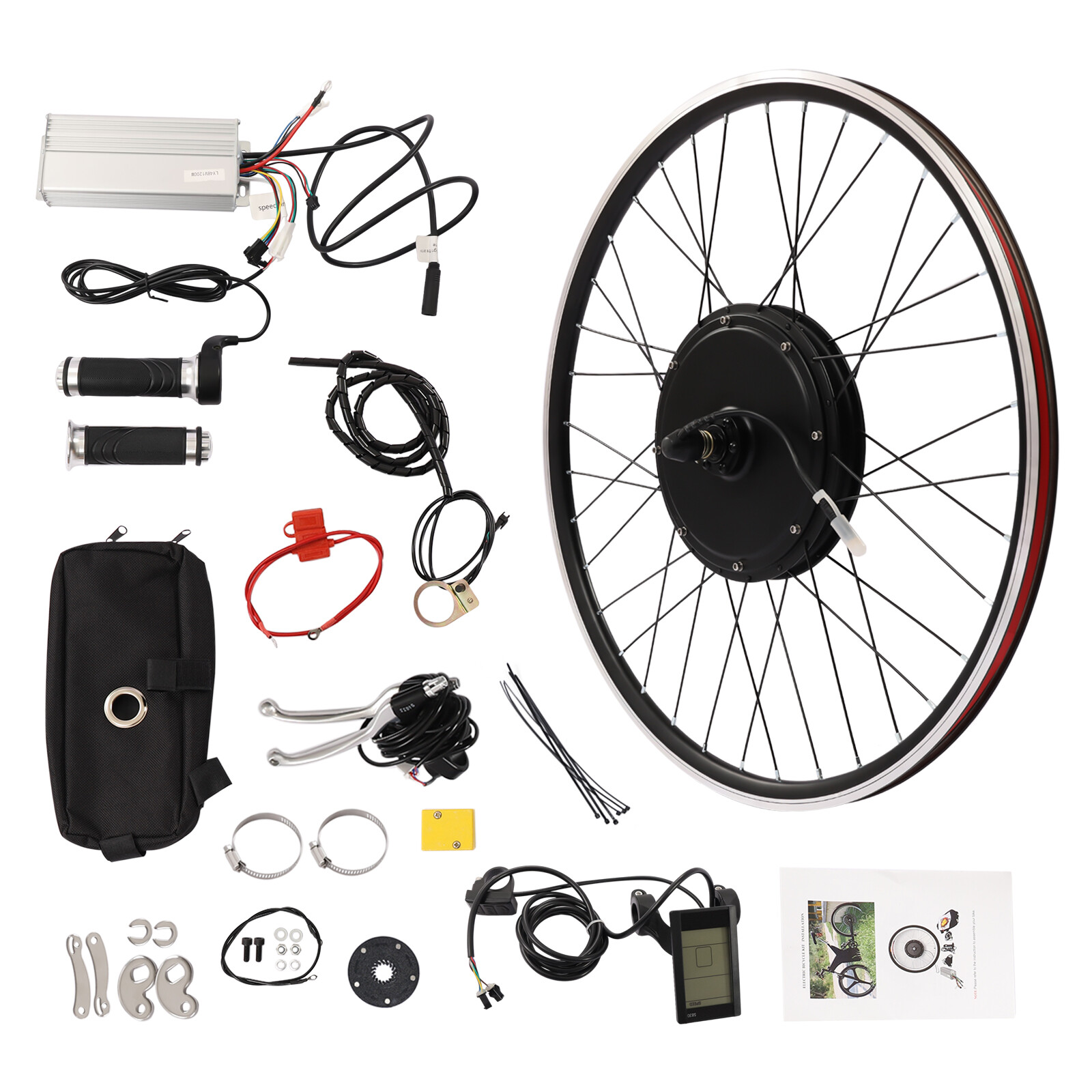 1200W 48V 700c E Bike Motor Hub LCD Front Wheel Electric Bicycle Conversion Kit