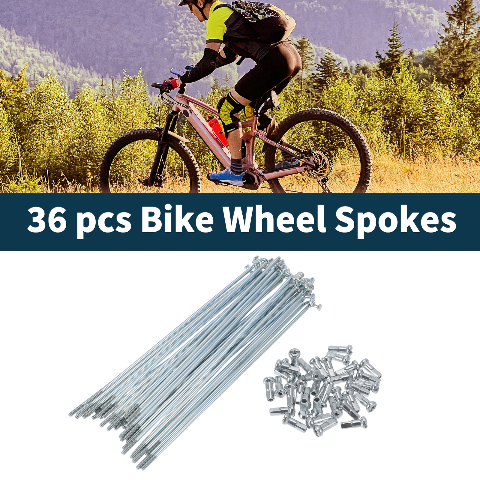 1 Set 13G 139mm Length Bicycle Spokes Nipple 45 Steel Galvanized Universal