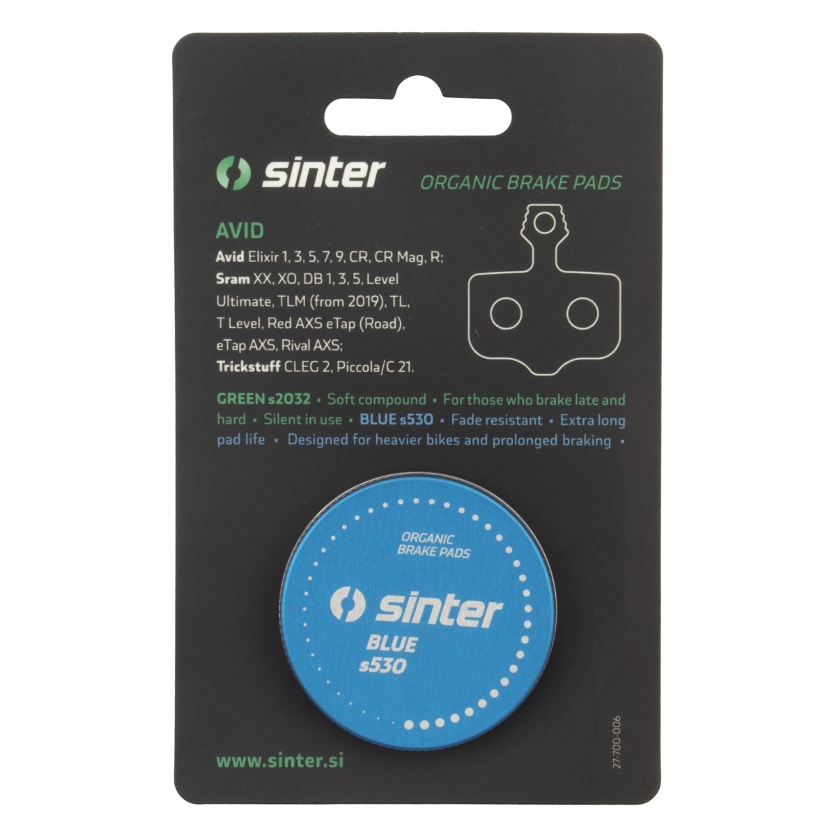 Sinter BLUE s530 Avid DB1, DB3, DB5, Elixir, Elixir CR, Elixer R, X0, XX / Sram